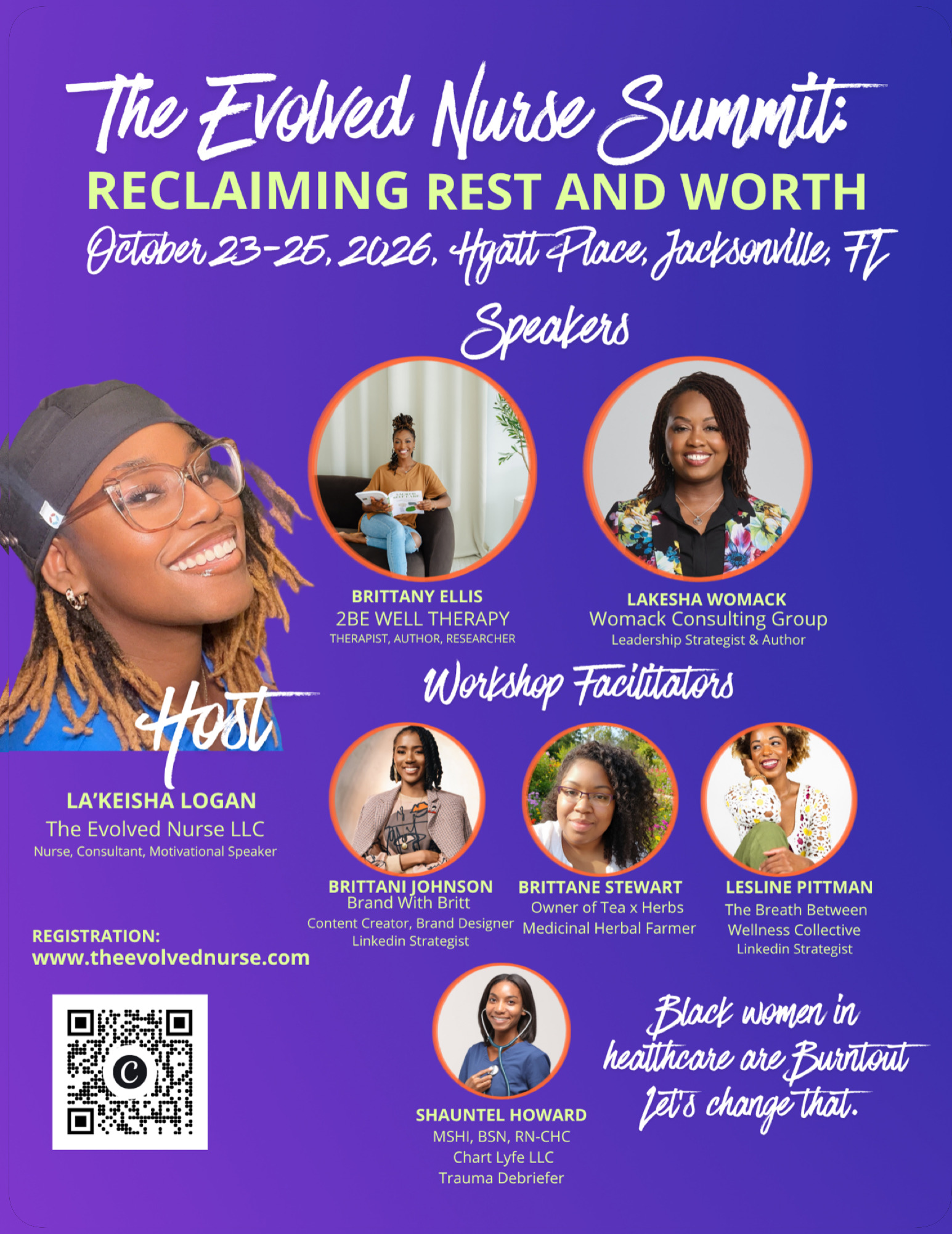 Flyer for The Evolved Nurse Summit: Reclaiming Rest and Wortj