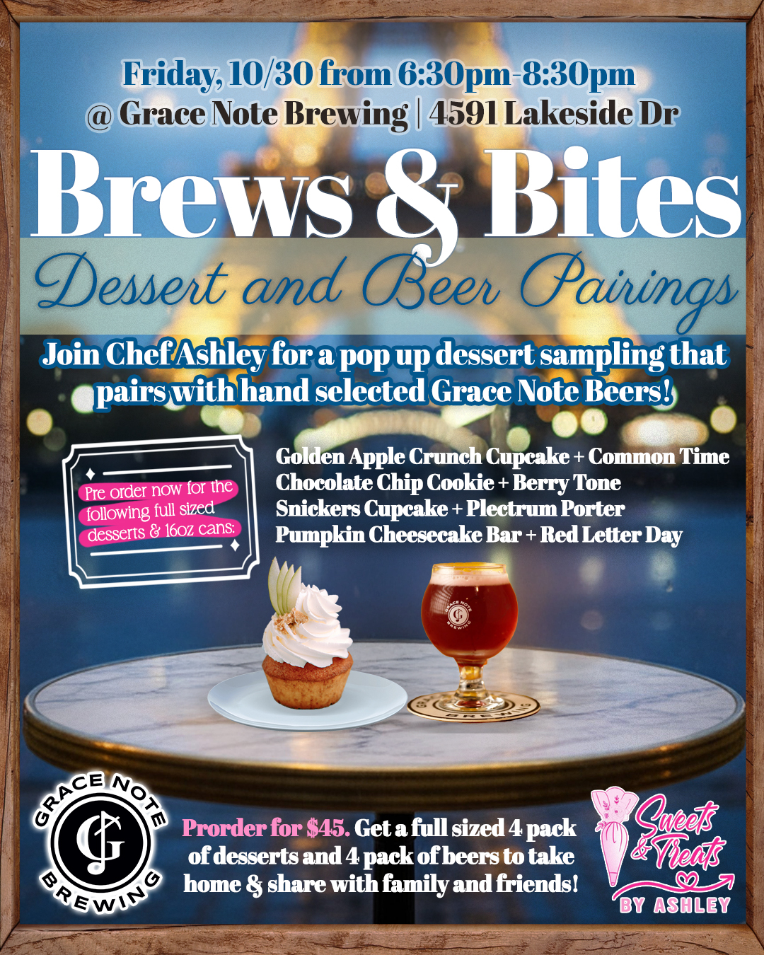 Flyer for Brews & Bites: A Dessert Pairing