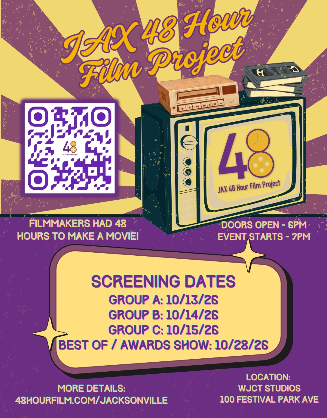 Flyer for Best Of Screening/ Award Show for Jacksonville 48 Hour Film Project