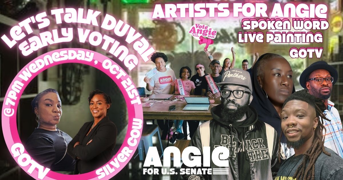 Flyer for Artists for Angie Duval GOTV!
